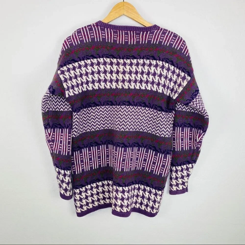 Vintage purple oversized 80’s grandma sweater size small